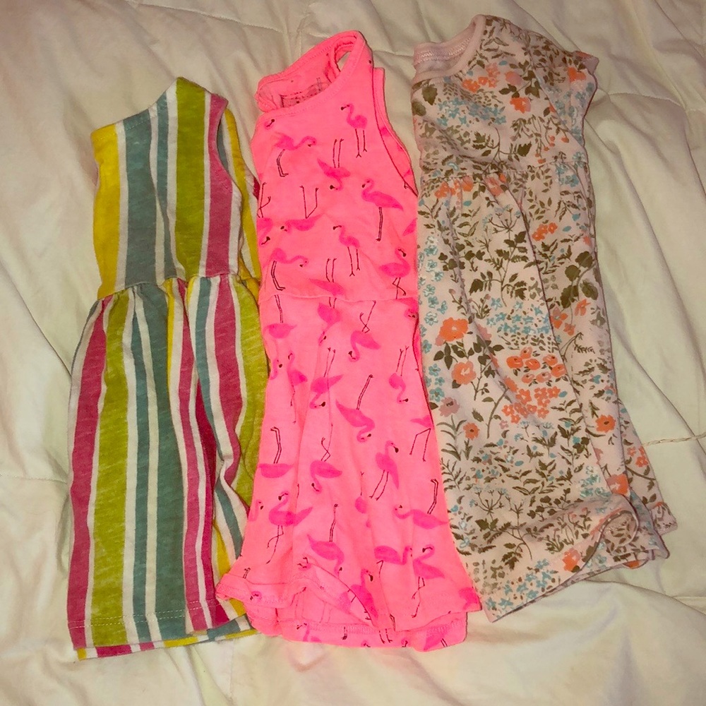 3 colorful dresses 6-12M